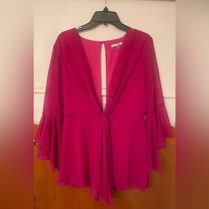 Pink deep plunge romper